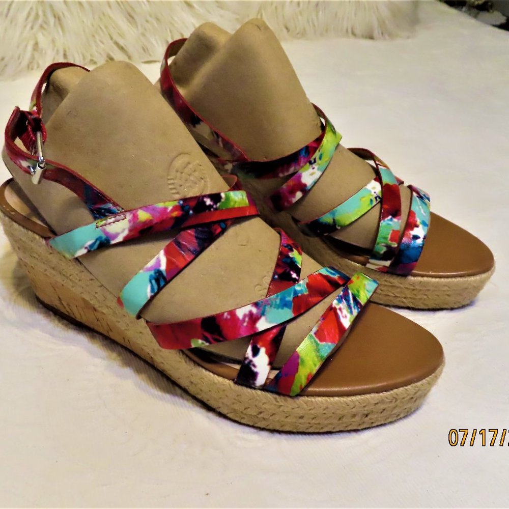French Connection Tropical LIYA Wedge Strappy Sandals size 9.5